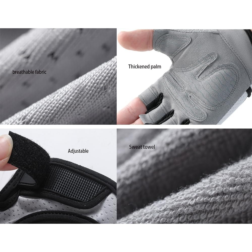 Cycling Glove Padded - ถุงมือออกกำลังกายแบบไร้นิ้วสำหรับผู้หญิง ถุงมือออกกำลังกายแบบน้ำหนักเบา ระบายอากาศได้ดี แผ่นรองฝ่ามือกันลื่นสำหรับยกน้ำหนัก ครอสฟิต ออกกำลังกาย