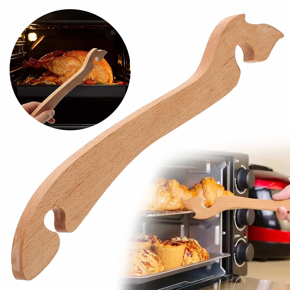 Oven Mitt Silicone - เตาอบดึง Stick เครื่องปิ้งขนมปัง Rack Pullers ไม้