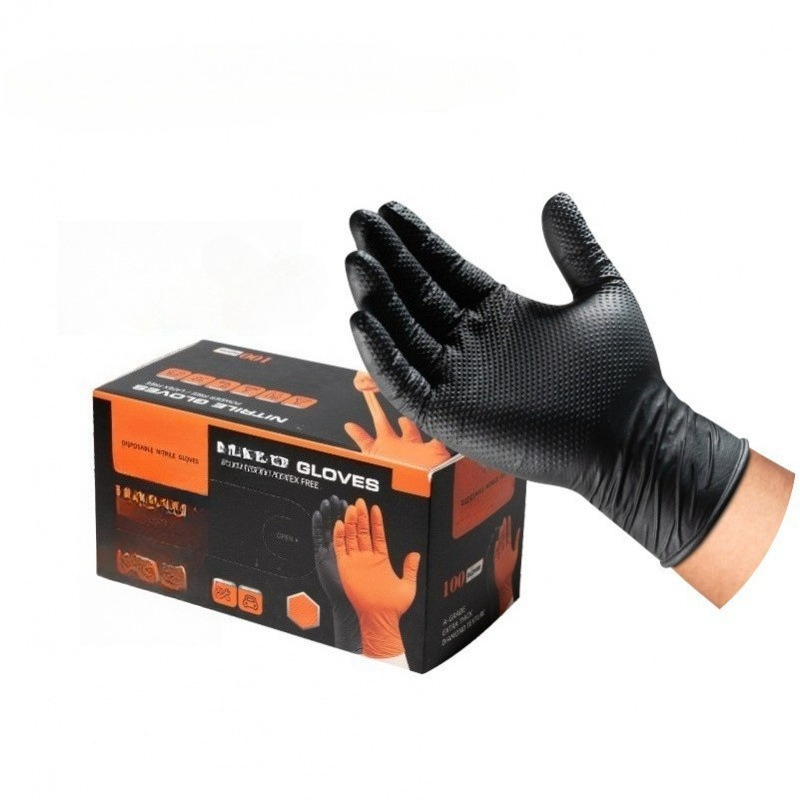 Nitrile Mechanic Glove - ถุงมือไนไตรล์ลายเพชรสำหรับงานหนัก หนา ทนทานต่อการสึกหรอ ถุงมือทำงานแบบใช้แล้วทิ้งสำหรับช่างเครื่องในอุตสาหกรรม