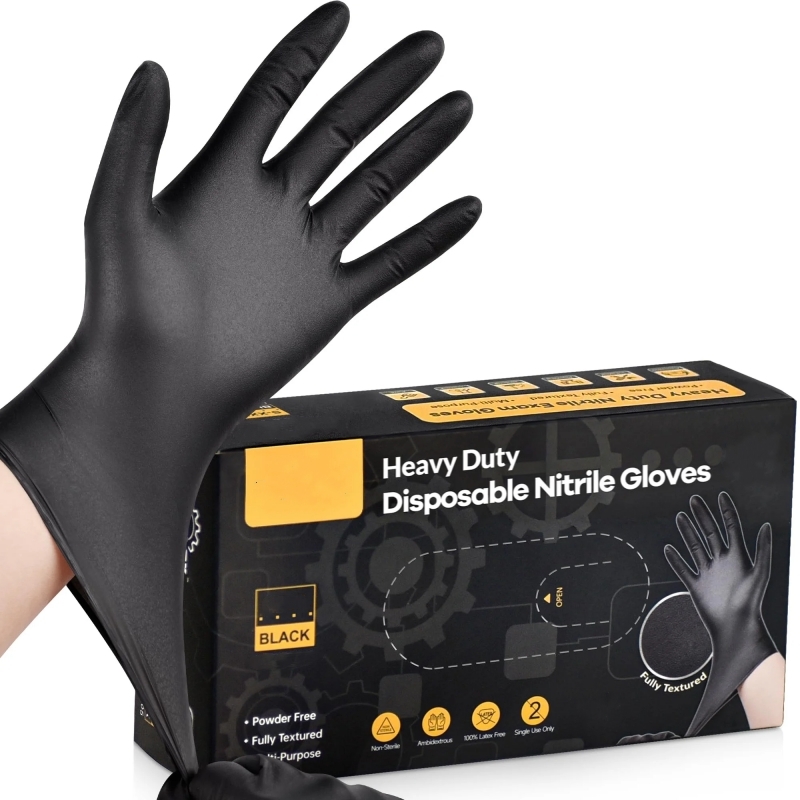 Nitrile Mechanic Glove - 20PCS สีดําถุงมือไนไตรล์แบบใช้แล้วทิ้ง 4Mil Latex & แป้งฟรี