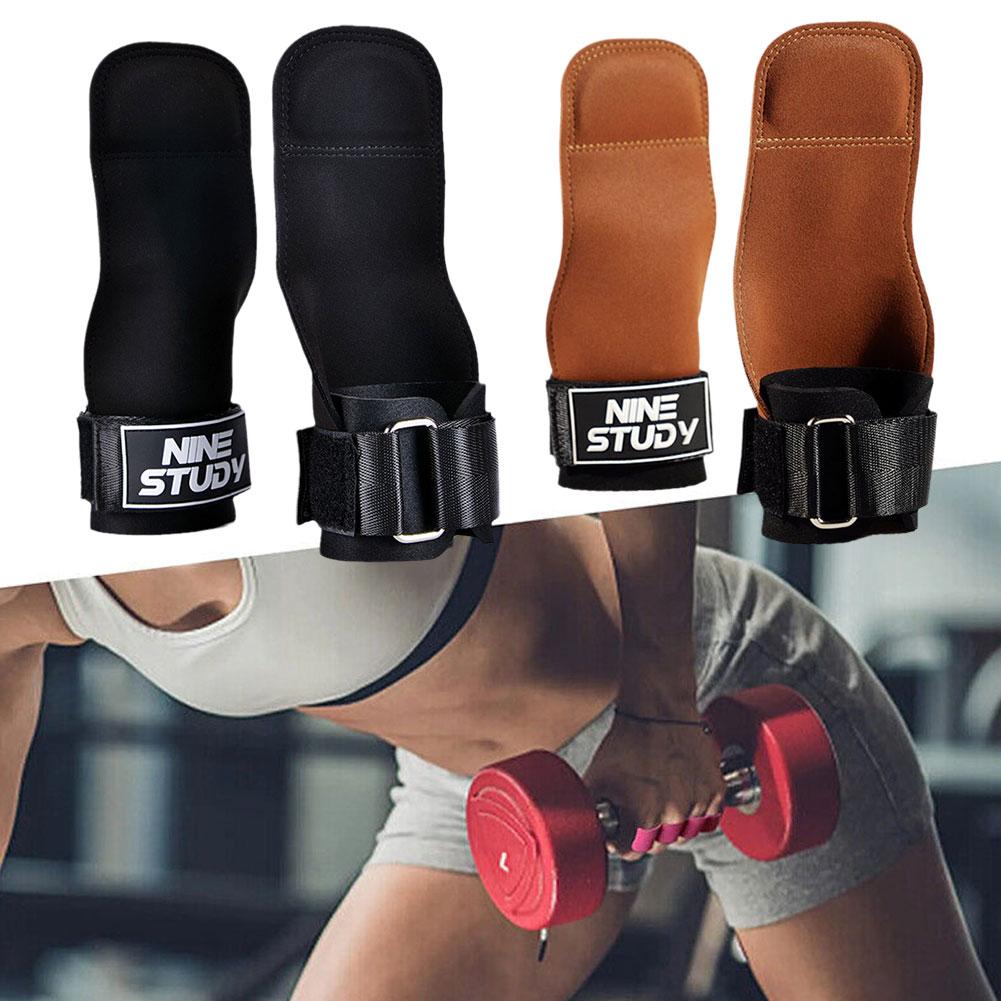 Workout Glove Gym - ถุงมือสามนิ้วหนังวัวยกน้ำหนักสายคล้องคอออกกำลังกายยิมนาสติก kettlebells มือดึงป้องกัน W5U6ขึ้น