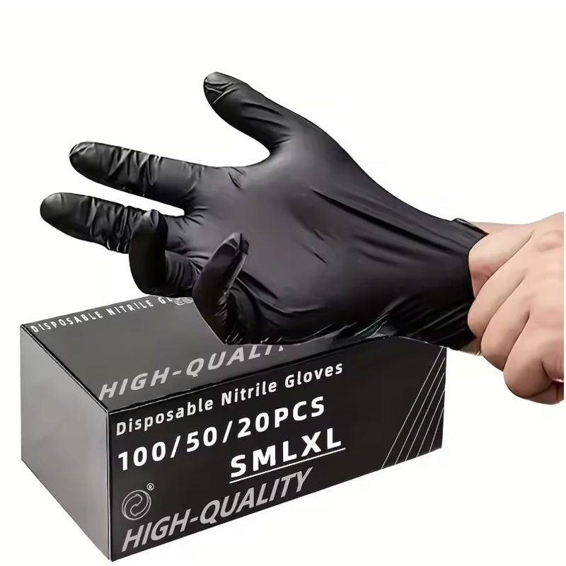 Nitrile Mechanic Glove - 100/50/20 ชิ้น ถุงมือไนไตรล์แบบหนา ถุงมือใช้แล้วทิ้งสำหรับทำความสะอาด ทำผม กันน้ำ