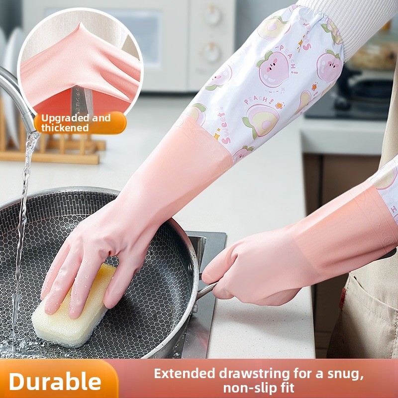 Dish Glove Rubber - ถุงมือล้างจานกันน้ำสำหรับฤดูหนาว บุด้วยผ้าฟลีซ หนา ทนทาน ทำจากยางลาเท็กซ์ เหมาะสำหรับงานบ้าน