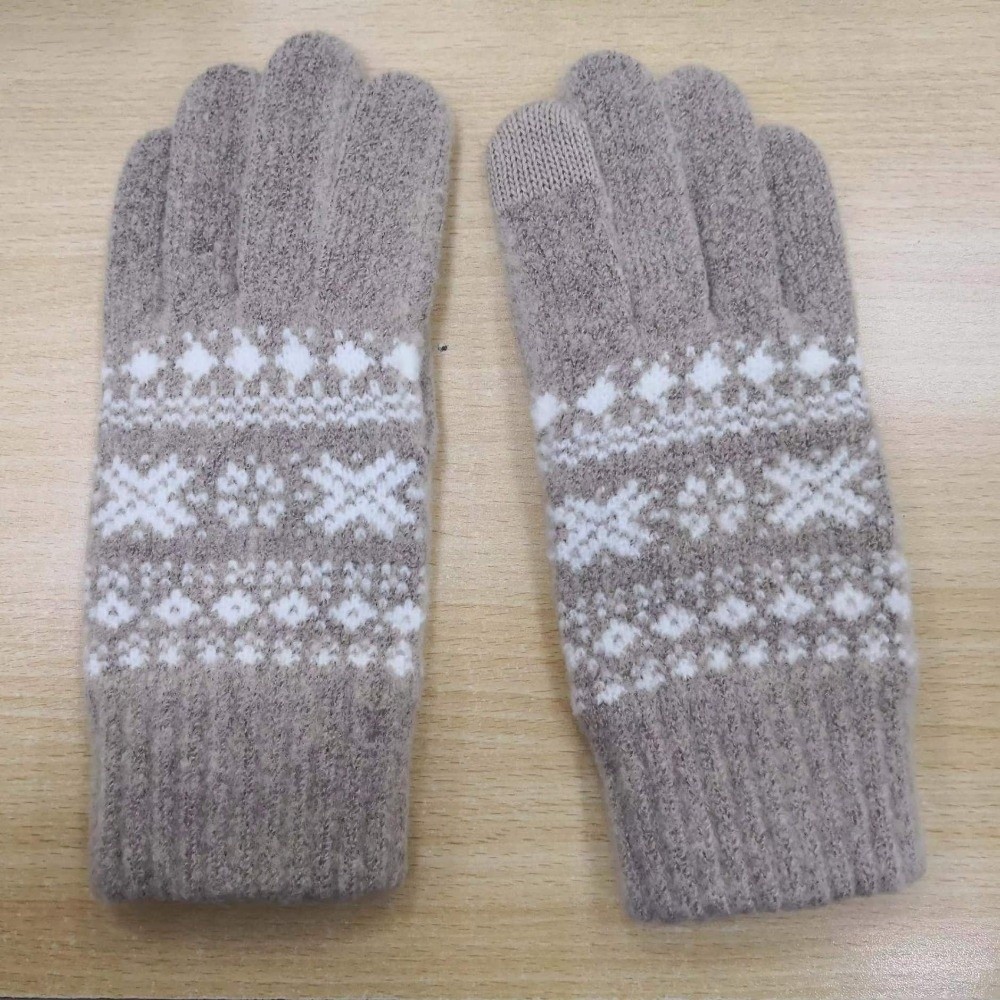 Winter Glove Insulated - หน้าจอสัมผัส ‌ ถุงมือถักเต็มนิ้ว บุด้วยผ้าฟลีซหนา ถุงมือถักกันหนาวสำหรับฤดูหนาว ถุงมือลายแจ็คการ์ดสำหรับคริสต์มาส