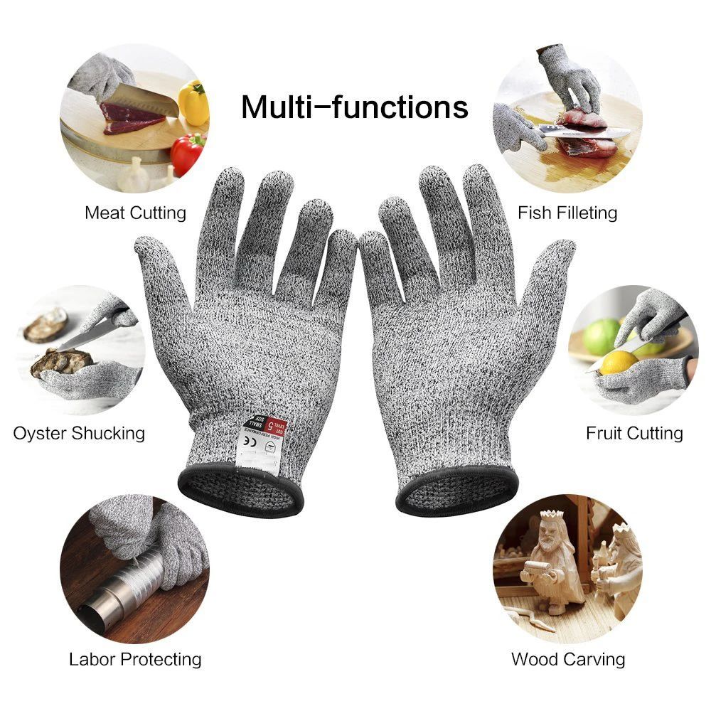 Cut Resistant Glove - ถุงมือกันบาดระดับ 5 HPPE ถุงมือกันบาดสำหรับงานครัว ทำสวน ถุงมือถักกันบาด