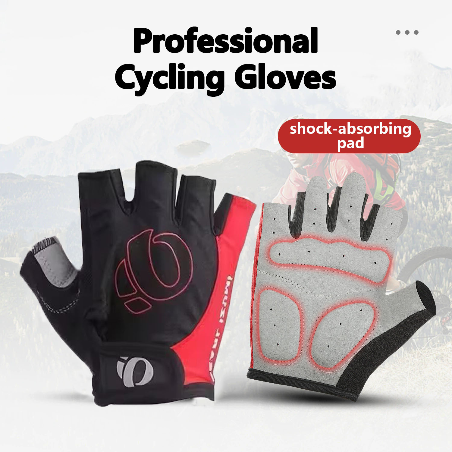 Cycling Glove Padded - ถุงมือปั่นจักรยานกลางแจ้งแบบครึ่งนิ้ว ซับแรงกระแทก สำหรับทุกเพศ กันลื่น สำหรับจักรยานเสือภูเขา จักรยานทางเรียบ