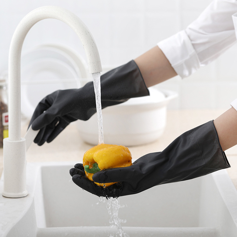 1คู่ถุงมือสีดำบ้านทำความสะอาดถ - Dish Glove Rubber บทวิจารณ์และราคา