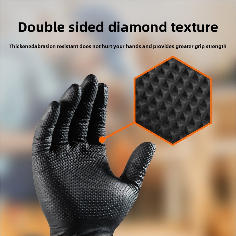 ถุงมือไนไตรล์ลายเพชรสำหรับงานห - Nitrile Mechanic Glove บทวิจารณ์และราคา