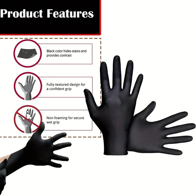 ถุงมือไนไตรล์แบบใช้แล้วทิ้งสีด - Nitrile Mechanic Glove บทวิจารณ์และราคา