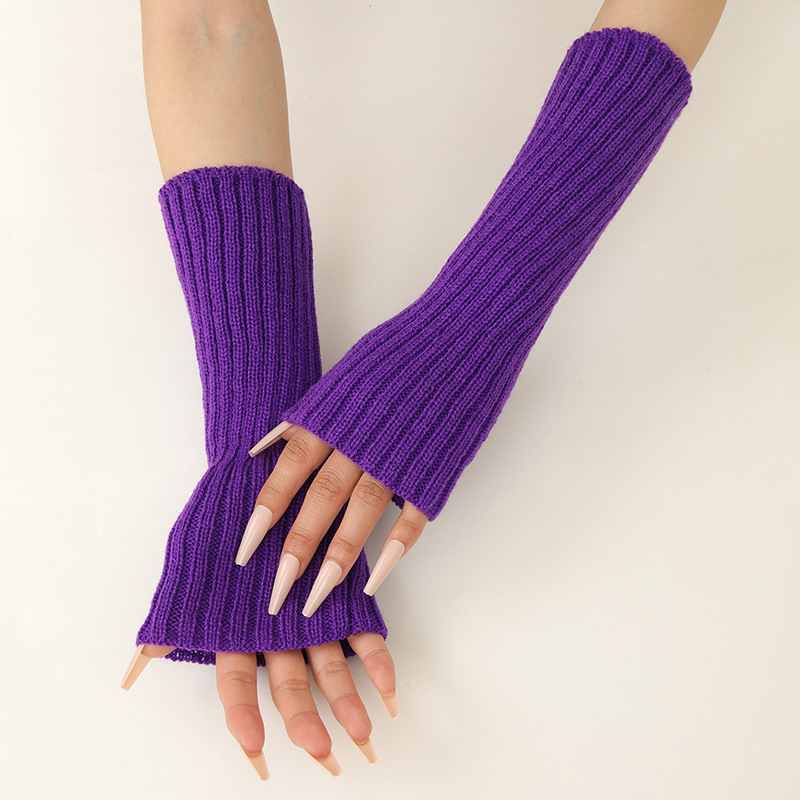 สาวสีสันอบอุ่นถักแขนแขนนุ่มยืด - Fingerless Glove Knit บทวิจารณ์และราคา