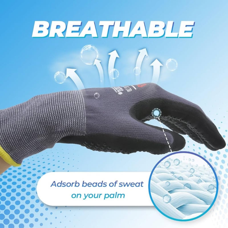 ถุงมือทำงานนิรภัยเคลือบไมโครโฟ - Nitrile Mechanic Glove บทวิจารณ์และราคา