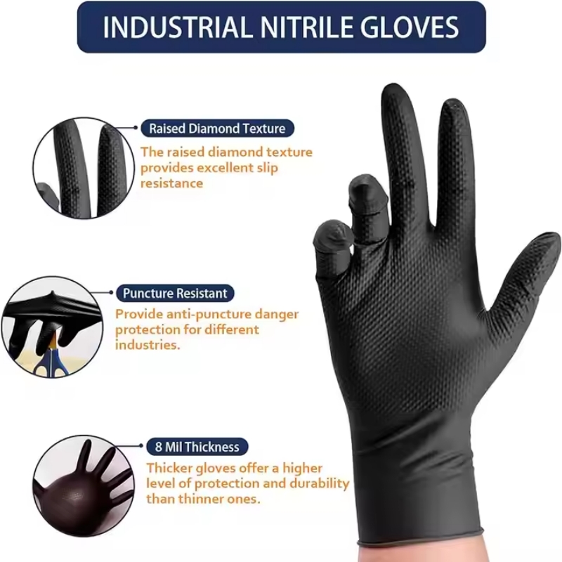 ถุงมือทำงานนิรภัยหนา 8 มิล แบบ - Nitrile Mechanic Glove บทวิจารณ์และราคา
